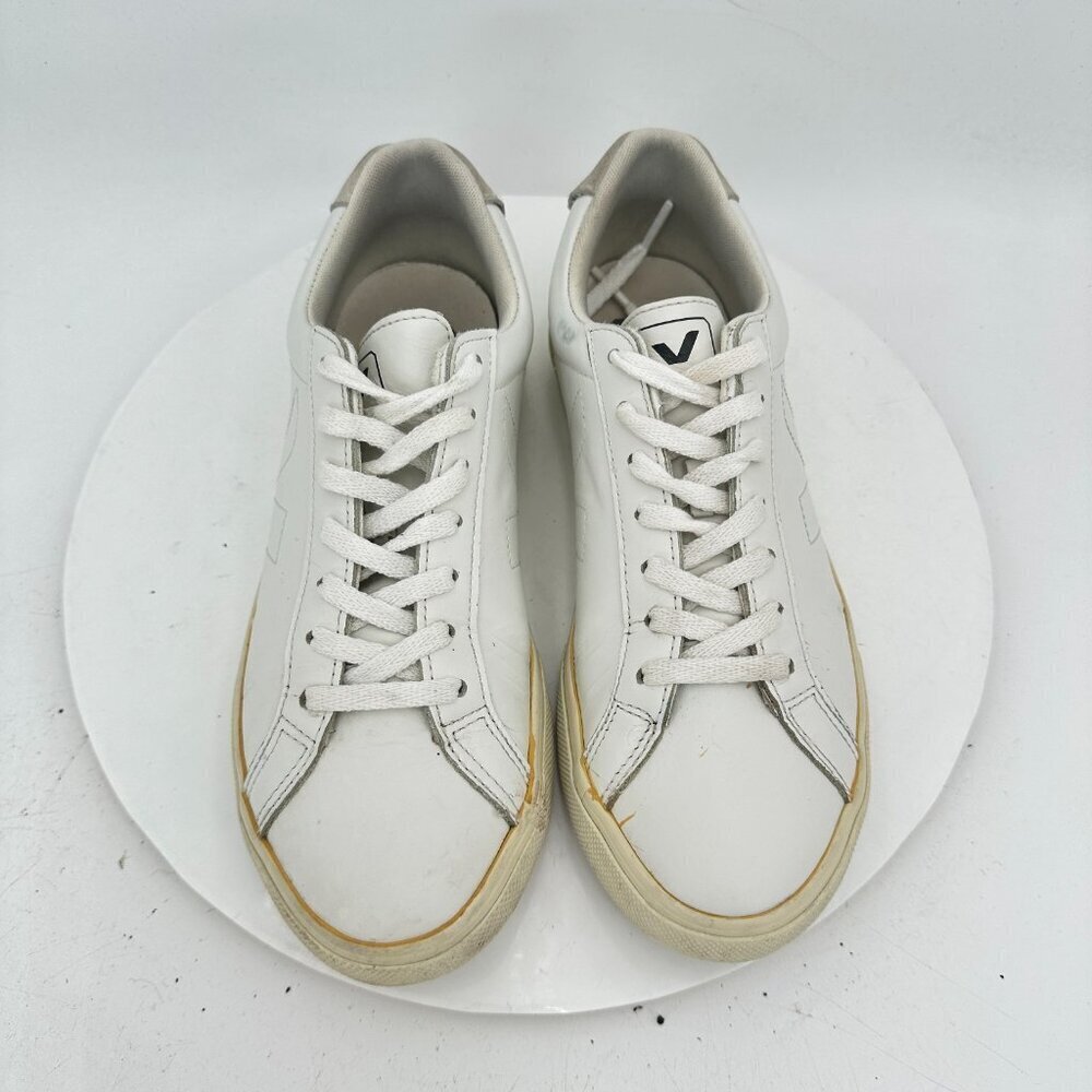 Veja Esplar Women Size 8 Extra White Leather V stitch Logo Lace Up Training Shoe - Picture 3 of 11
